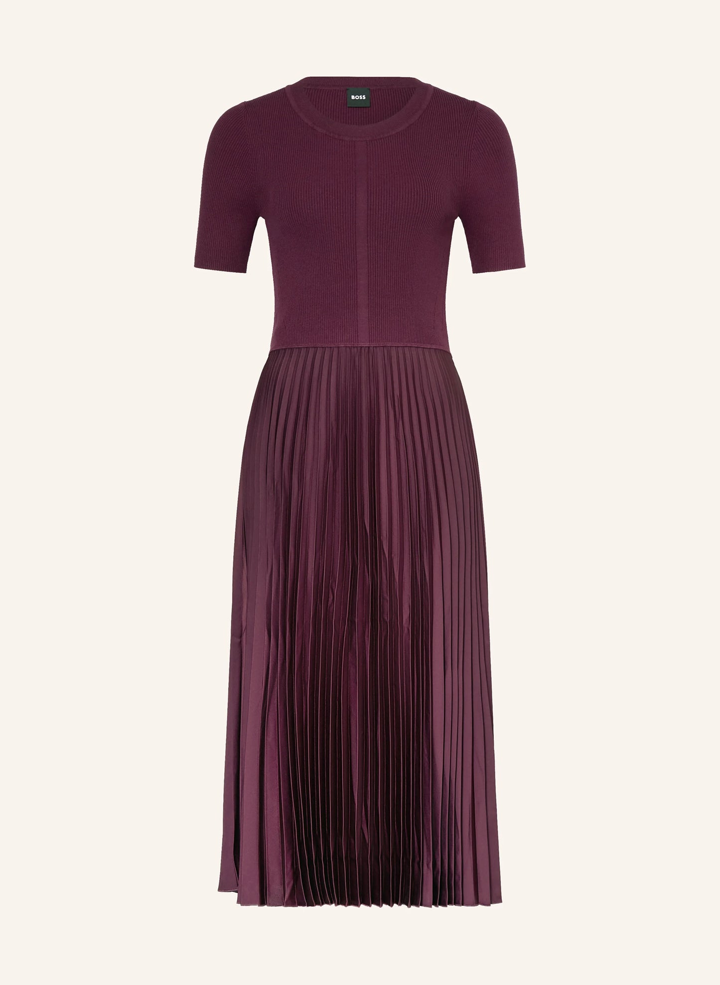 FADRIDI Jurk van Gemengde Materialen met Plissé