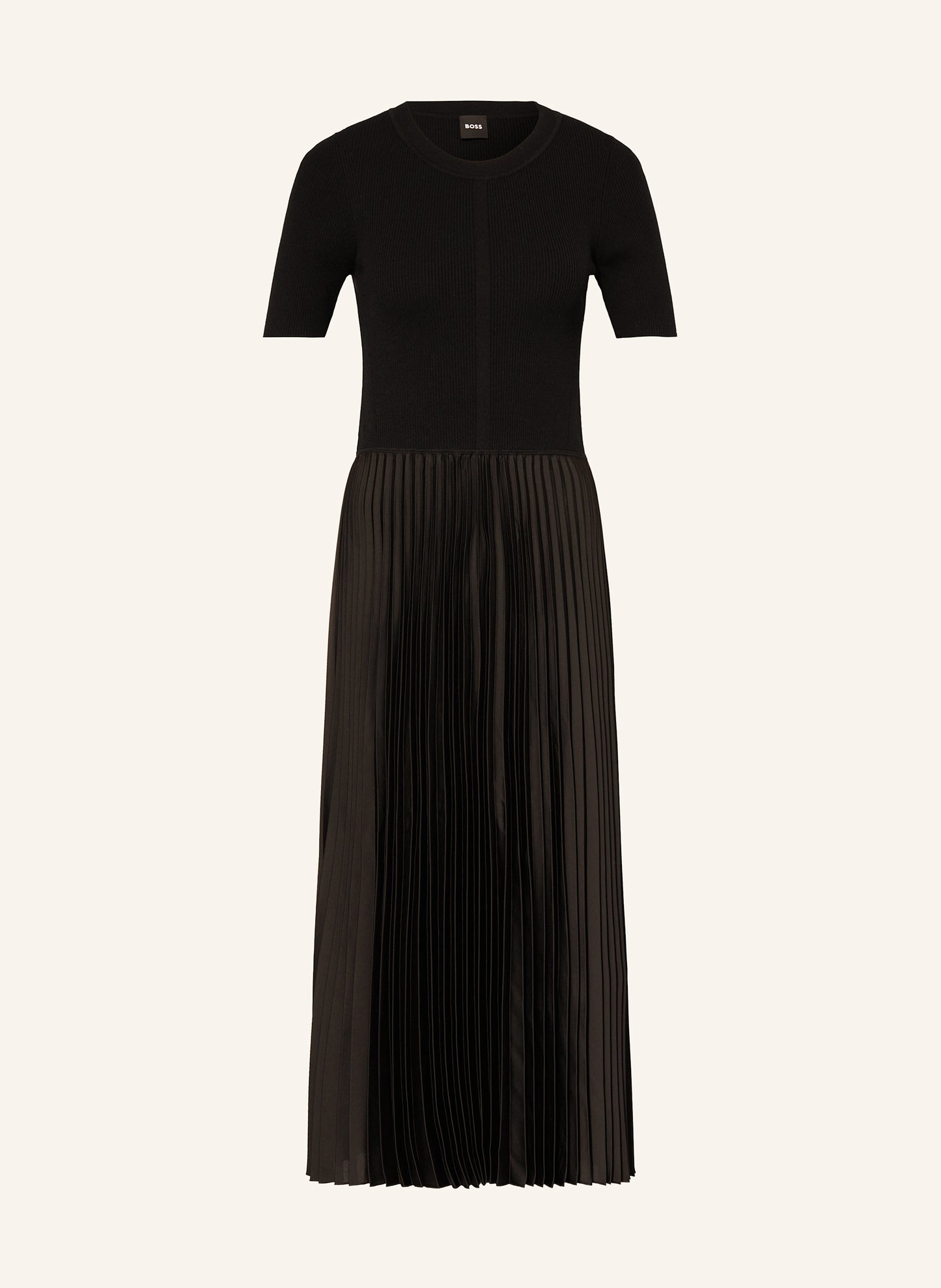 FADRIDI Jurk van Gemengde Materialen met Plissé