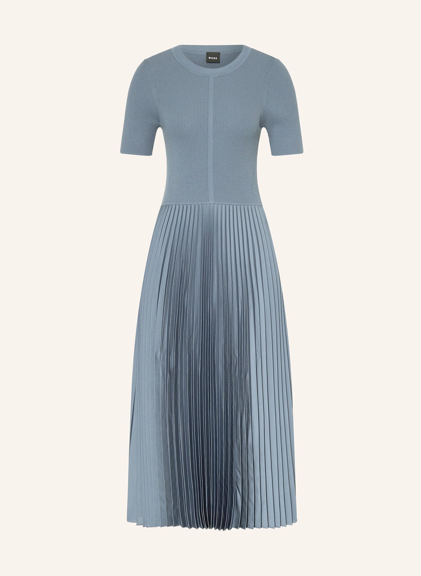 FADRIDI Jurk van Gemengde Materialen met Plissé