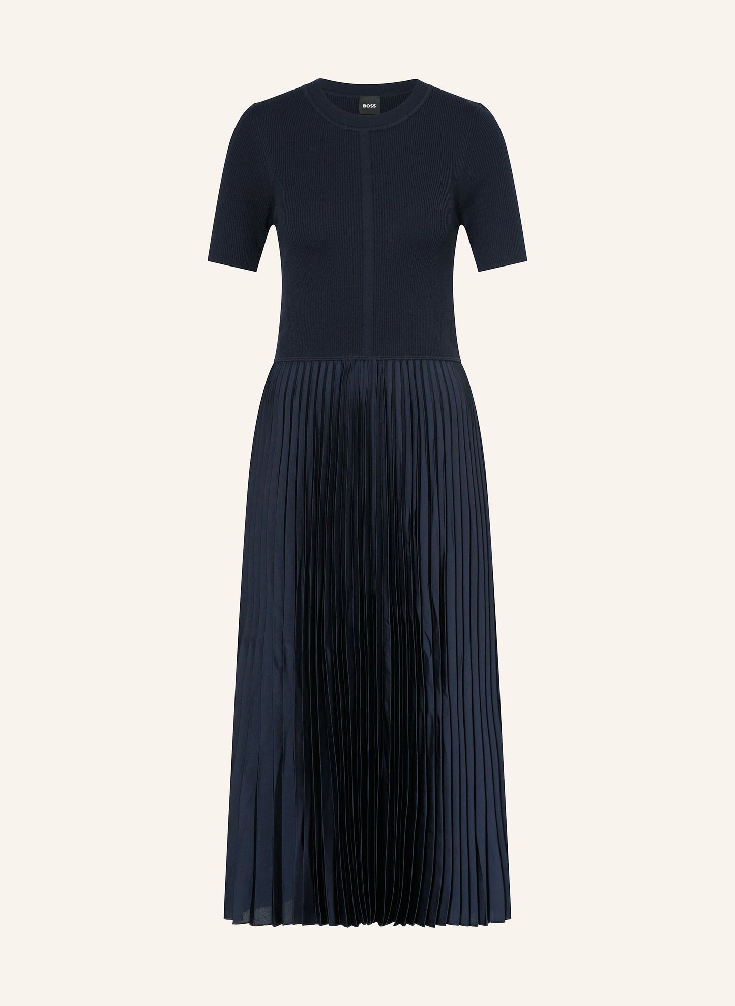 FADRIDI Jurk van Gemengde Materialen met Plissé