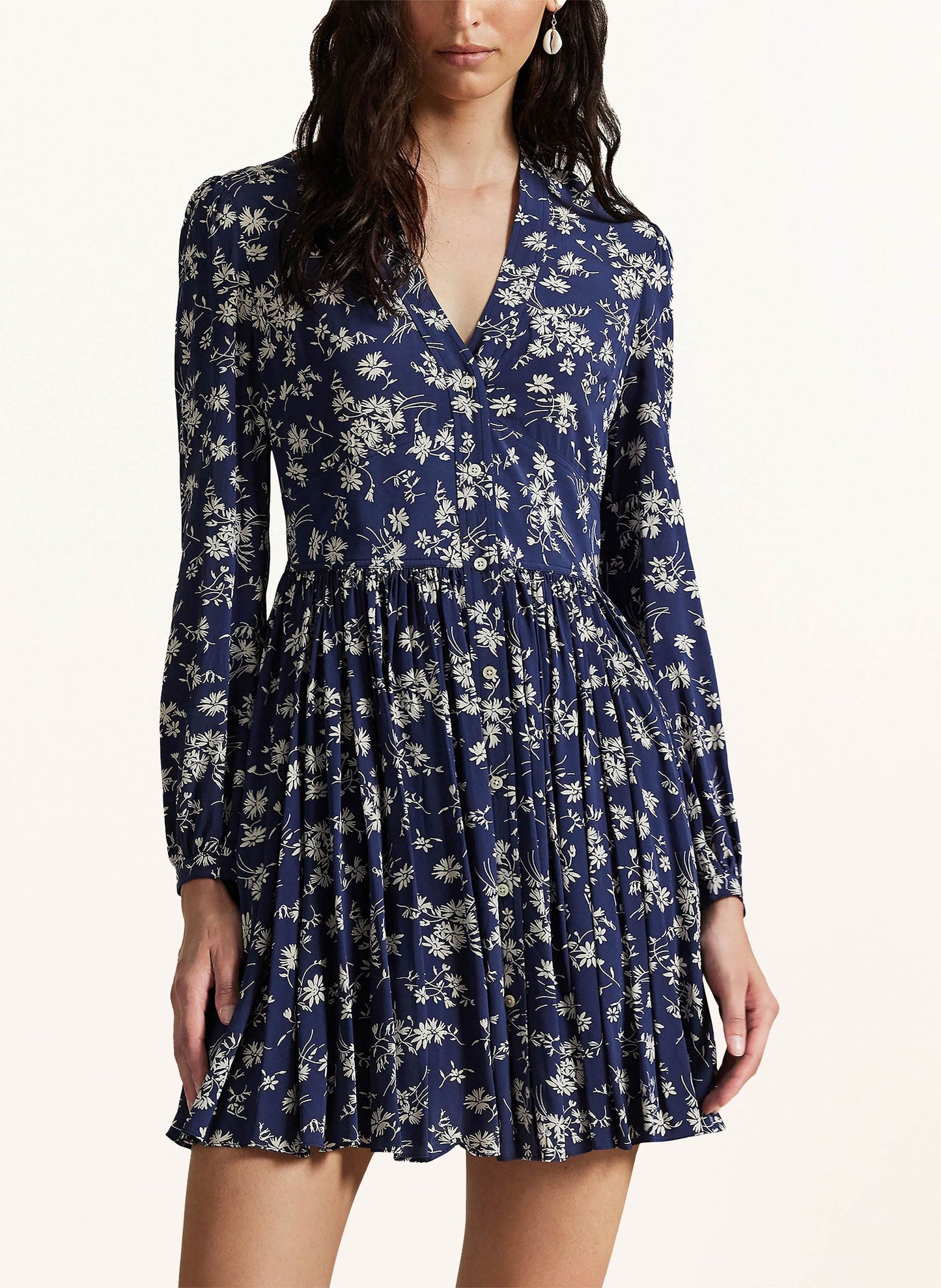 Blauwe Bloemen Midi Jurk