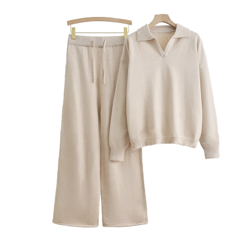 Dames 2-Delige Casual Loungewear Set – Trui met Lange Mouwen & Comfortabele Broek